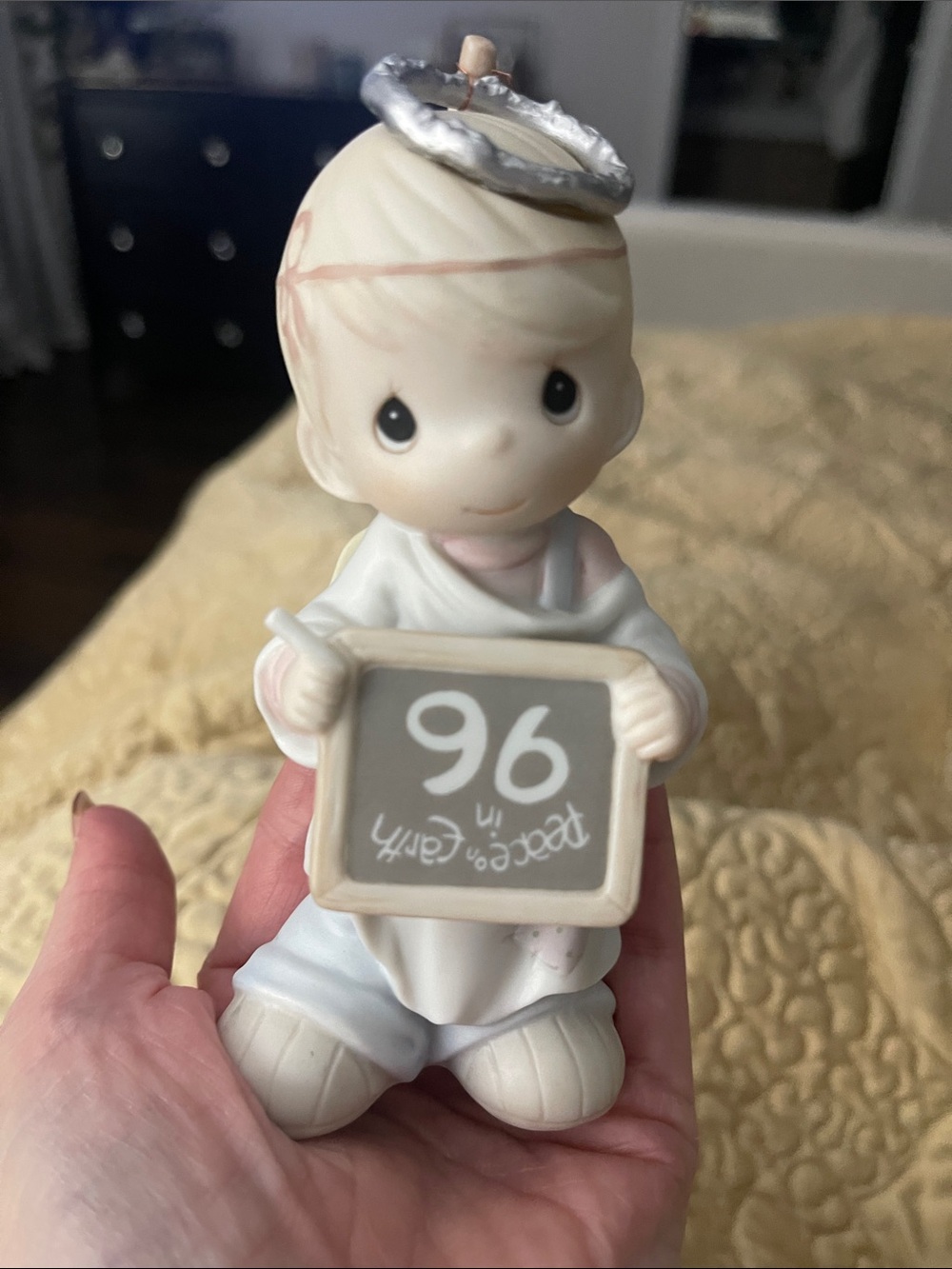 Precious Moments Porcelain Angel Figurine in Cream and Pink